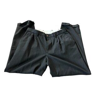 Orvis Mens Trouser Ankle Pants Black Size 36 Pleated Rolled Hem Tapered Leg‎